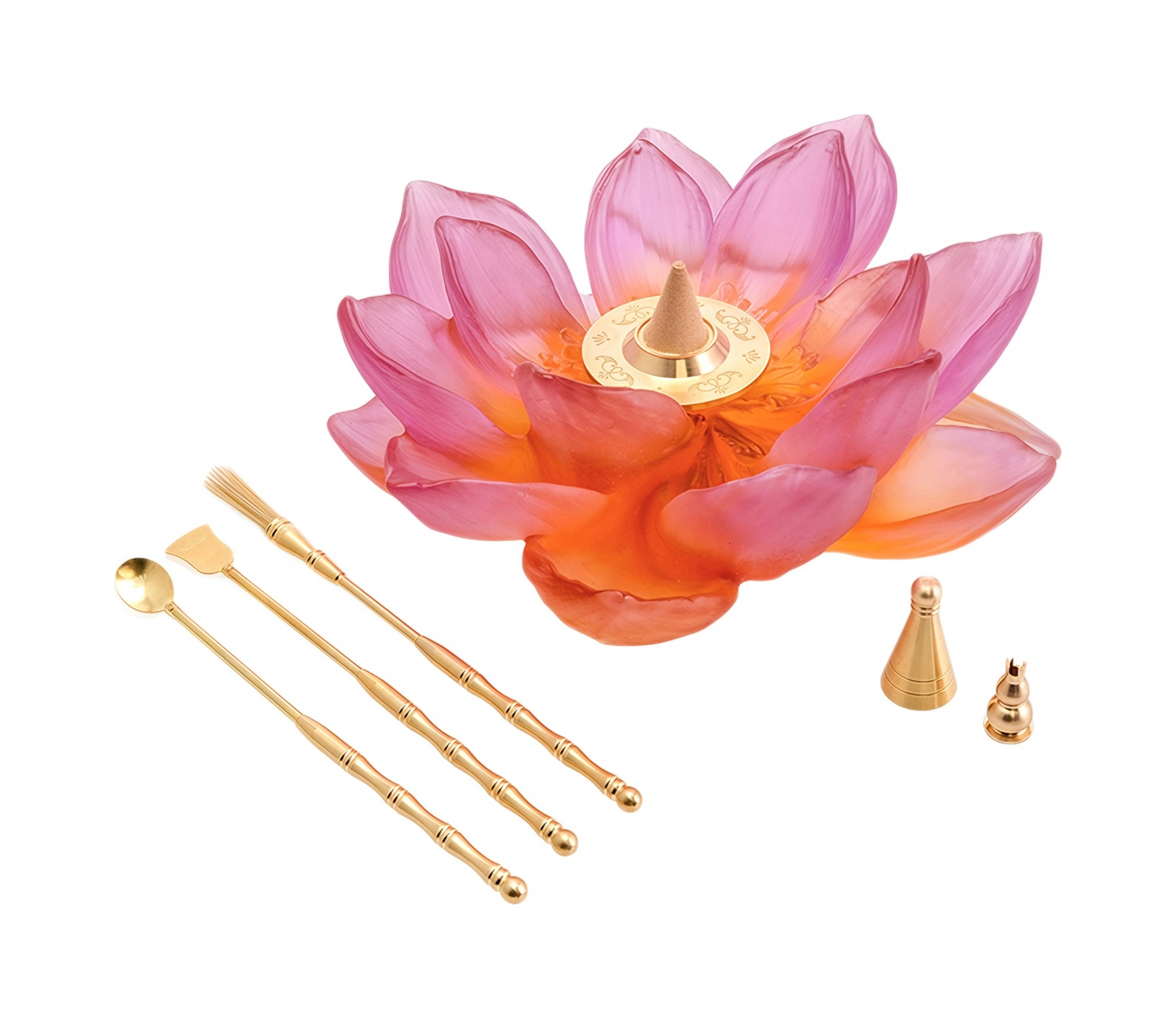 Подставка для благовоний JARDIN DE LOTUS 20 см хрусталь розово-янтарная