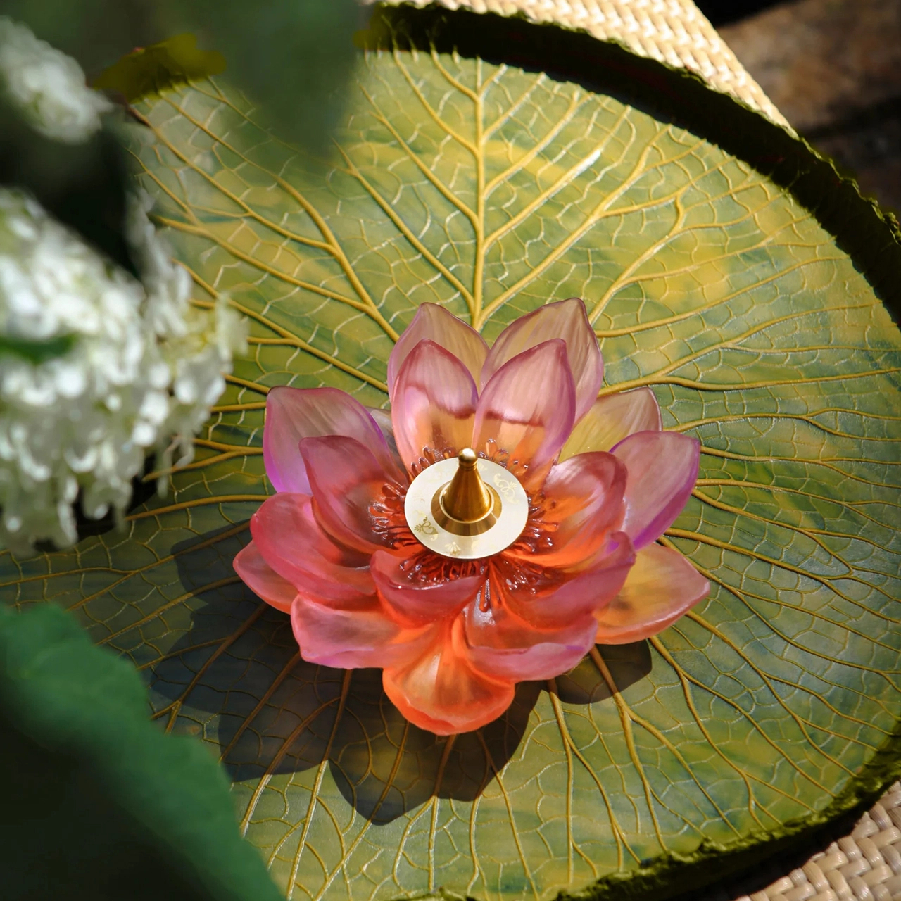 Подставка для благовоний JARDIN DE LOTUS 20 см хрусталь розово-янтарная – 2