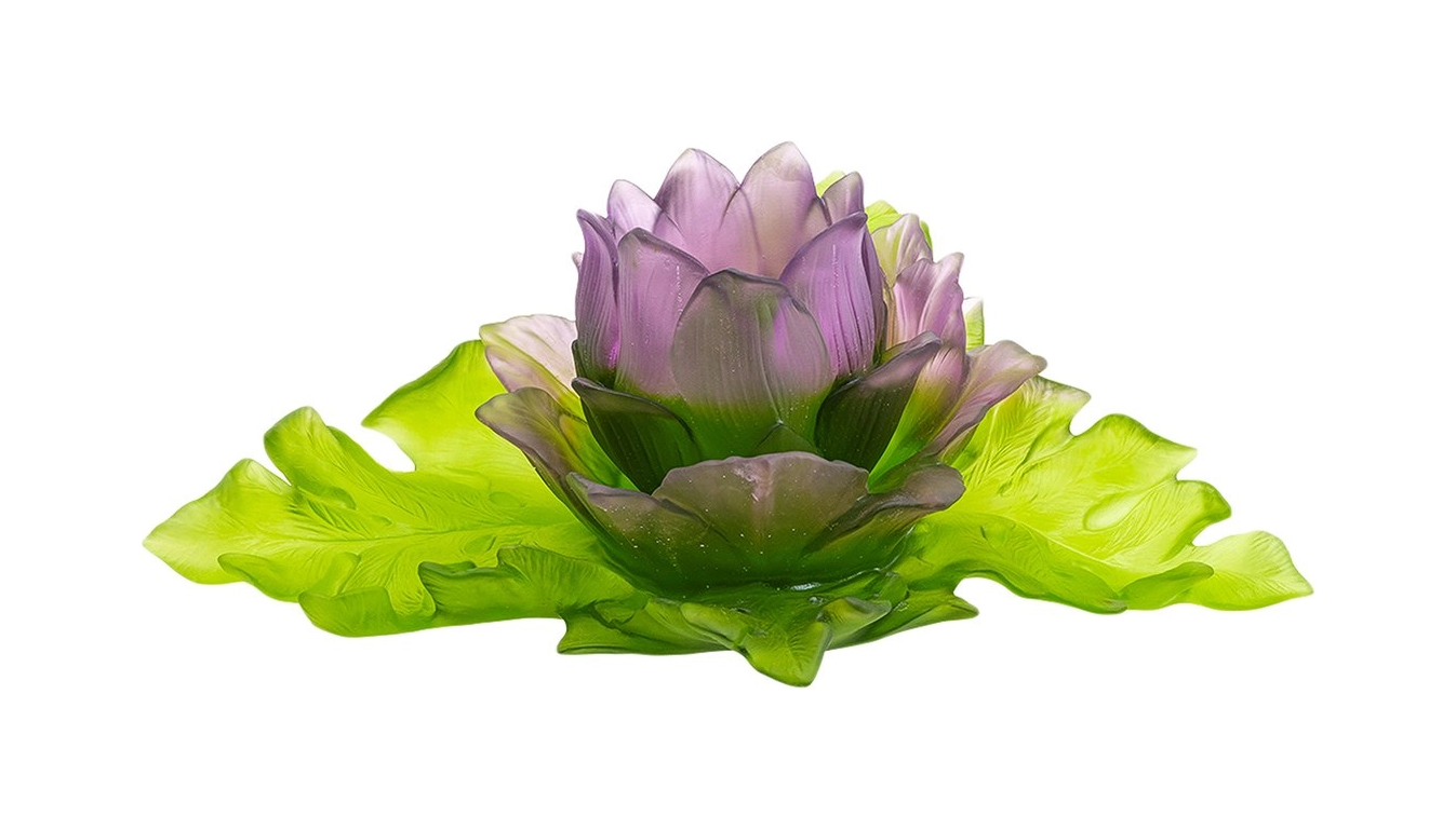 Блюдо сервировочное JARDIN DE LOTUS 40 см хрусталь зелено-фиолетовое