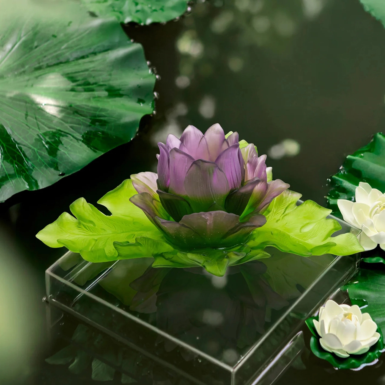 Блюдо сервировочное JARDIN DE LOTUS 40 см хрусталь зелено-фиолетовое – 2