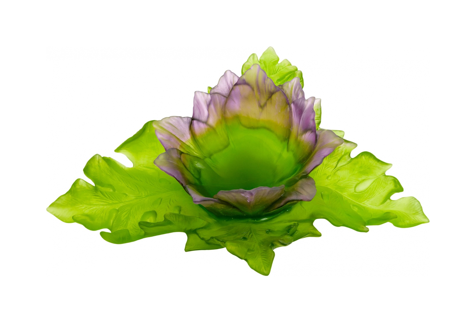 Блюдо сервировочное JARDIN DE LOTUS 40 см хрусталь зелено-фиолетовое Daum 05870