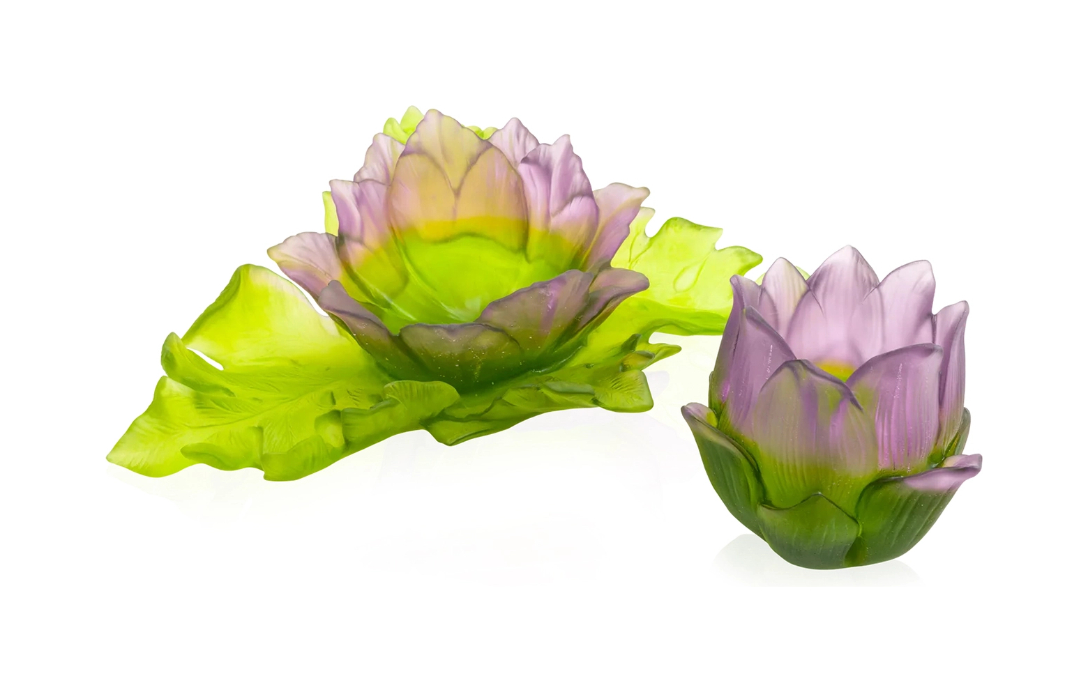 Блюдо сервировочное JARDIN DE LOTUS 40 см хрусталь зелено-фиолетовое Daum 05870
