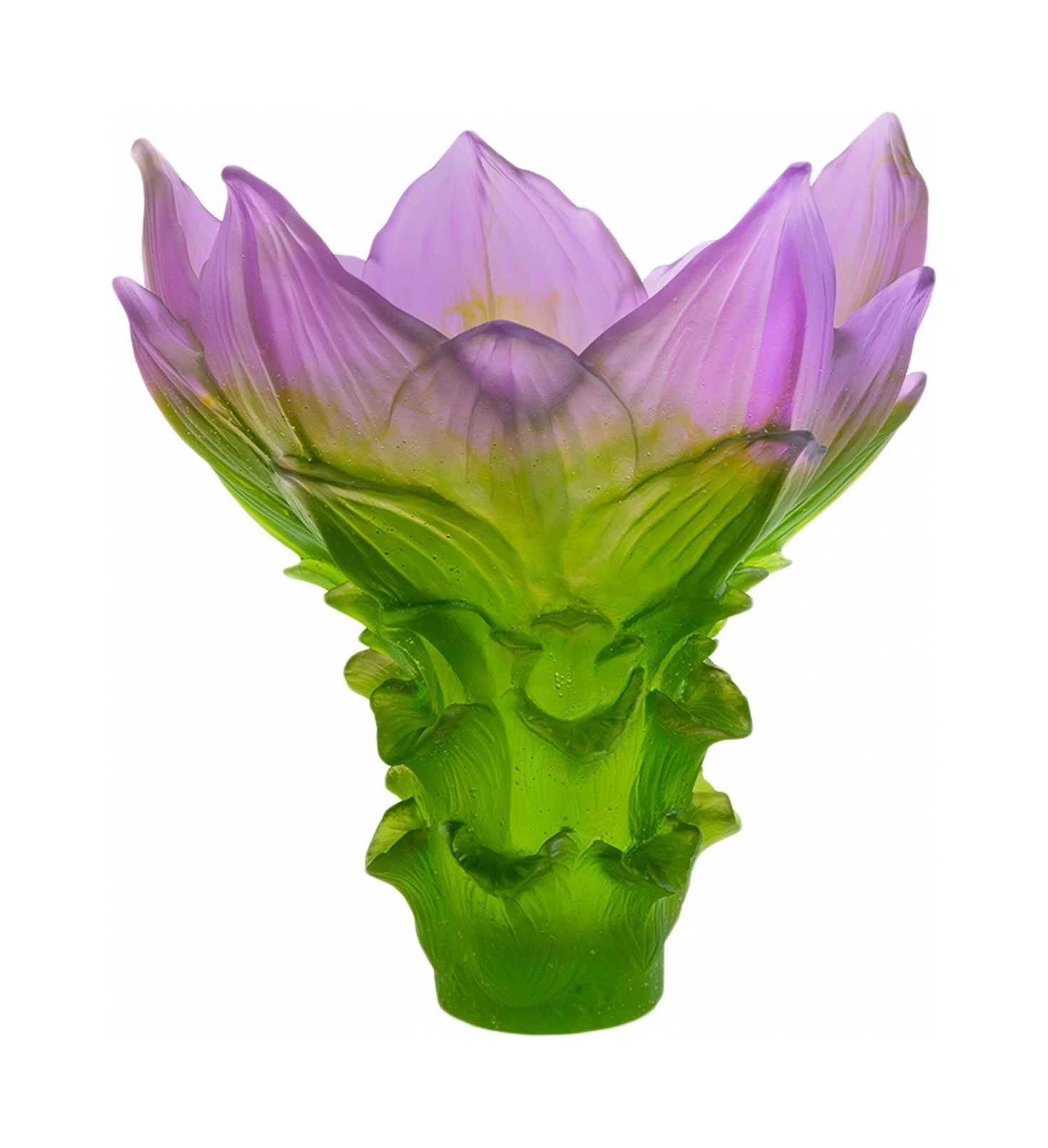 Ваза для цветов Daum JARDIN DE LOTUS 37 см хрусталь зелено-фиолетовая
