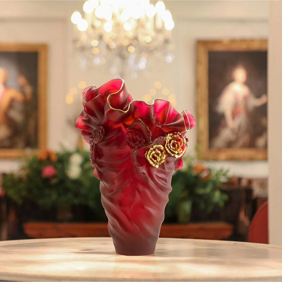 Ваза для цветов ROSE ROYALE 45 см хрусталь бордовая – 2