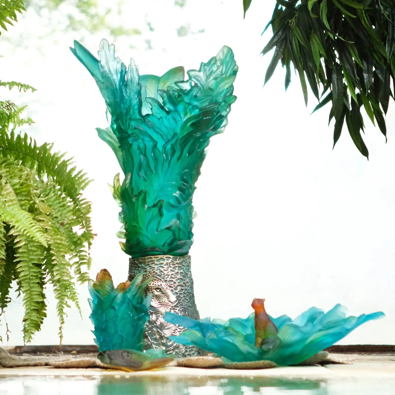 Блюдо сервировочное VOYAGE TROPICAL 53 см хрусталь зеленое Daum 05769