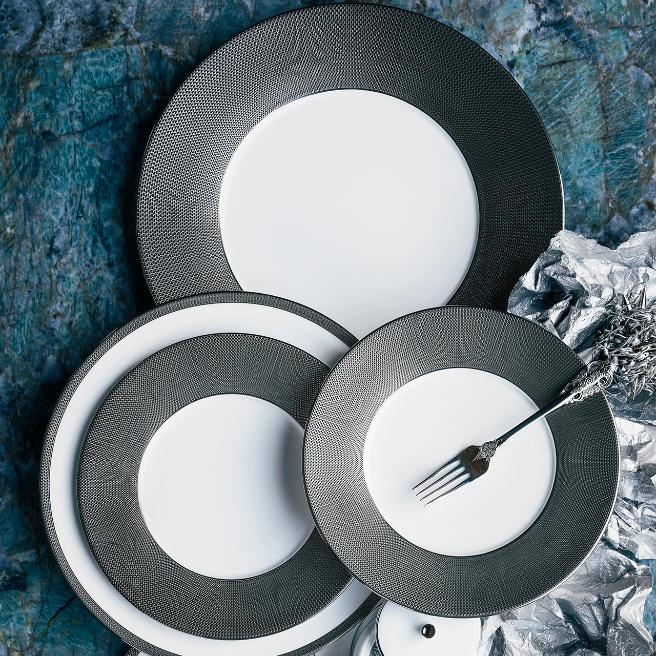 Тарелка салатная MAILLE PLATINE 21 см фарфор платина – 2