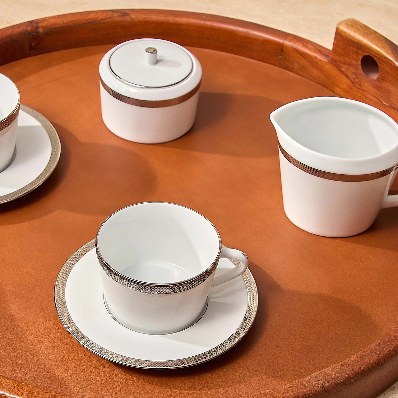Чайная чашка с блюдцем MAILLE PLATINE 130 мл фарфор платина Bernardaud 2620/89