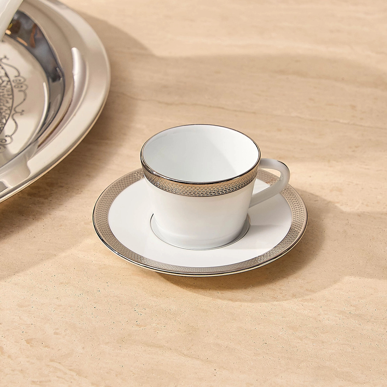 Чашка кофейная с блюдцем MAILLE PLATINE 60 мл фарфор платина Bernardaud 2620/79