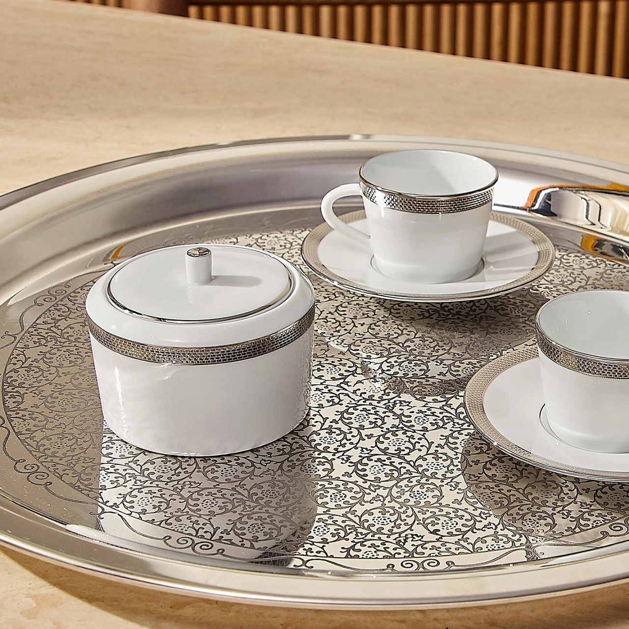 Чашка кофейная с блюдцем MAILLE PLATINE 60 мл фарфор платина Bernardaud 2620/79