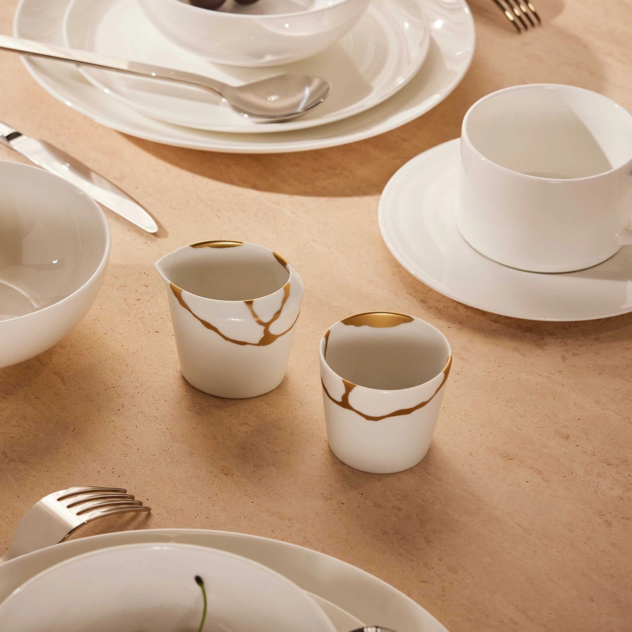 Молочник KINTSUGI 80 мл фарфор белый с золотом – 2