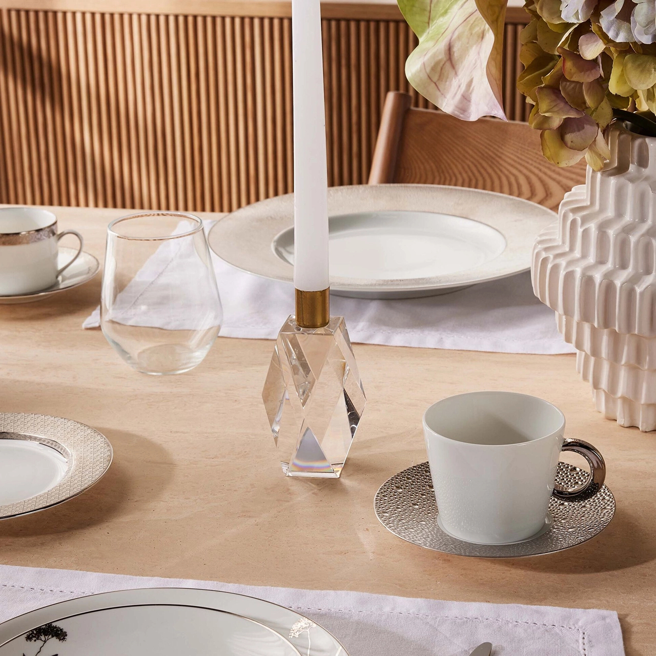 Чайная чашка с блюдцем ECUME PLATINE 170 мл фарфор платина Bernardaud 0738/20454