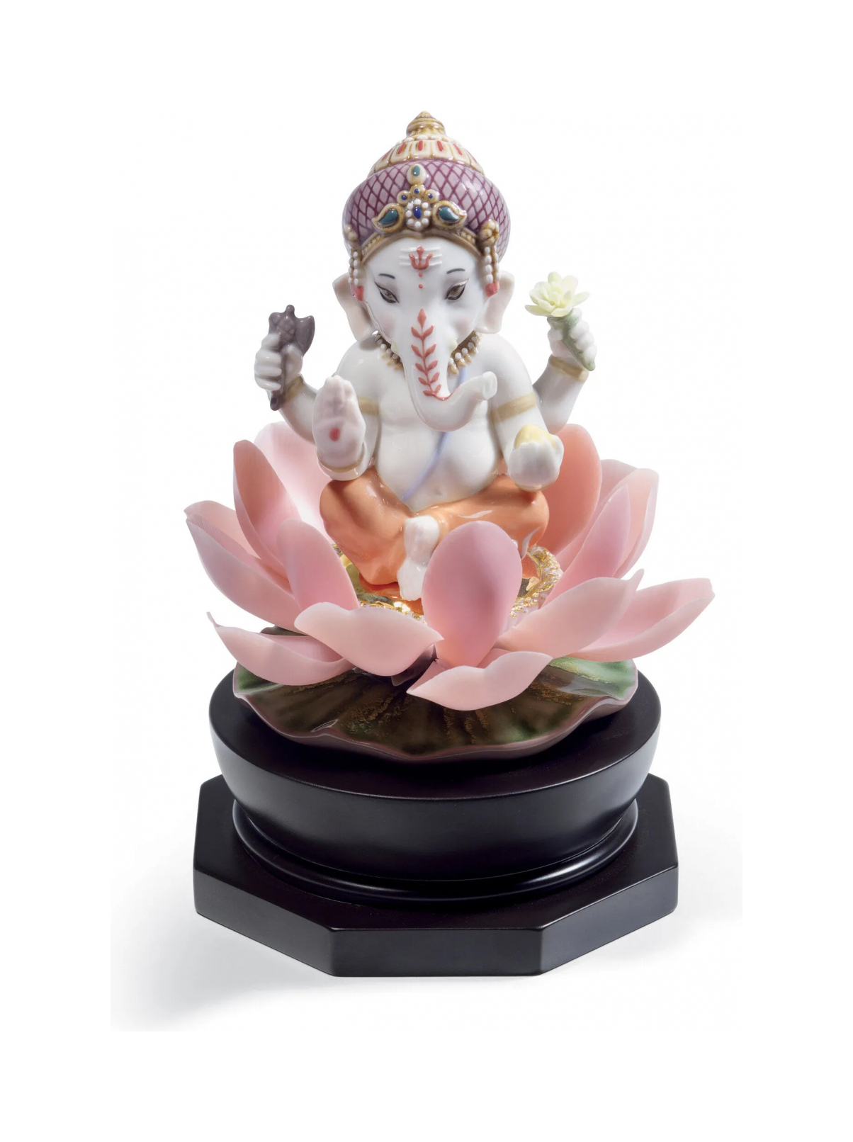 Статуэтка Ганеша на лотосе 19 см фарфор