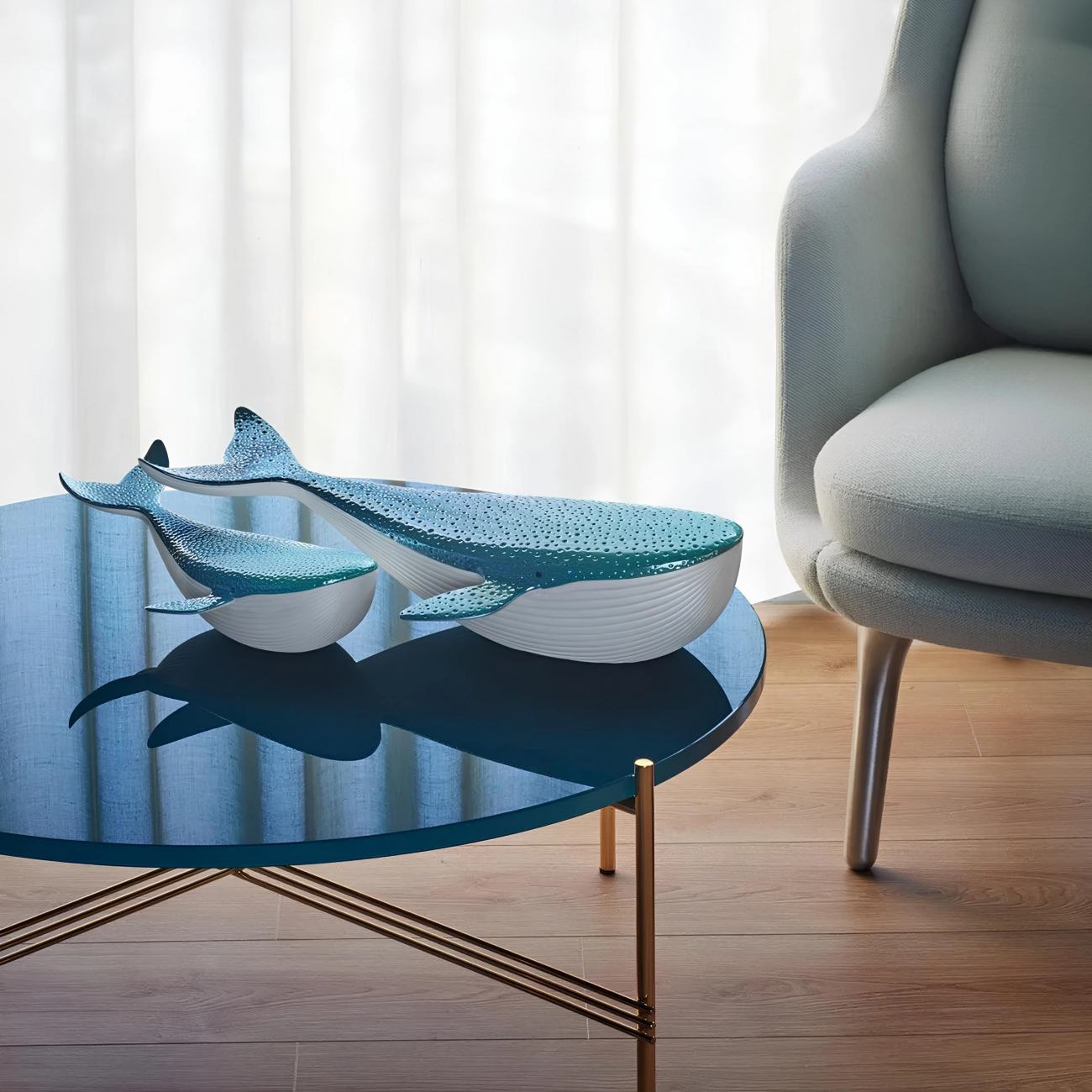 Статуэтка Кит голубой, фарфор – 2