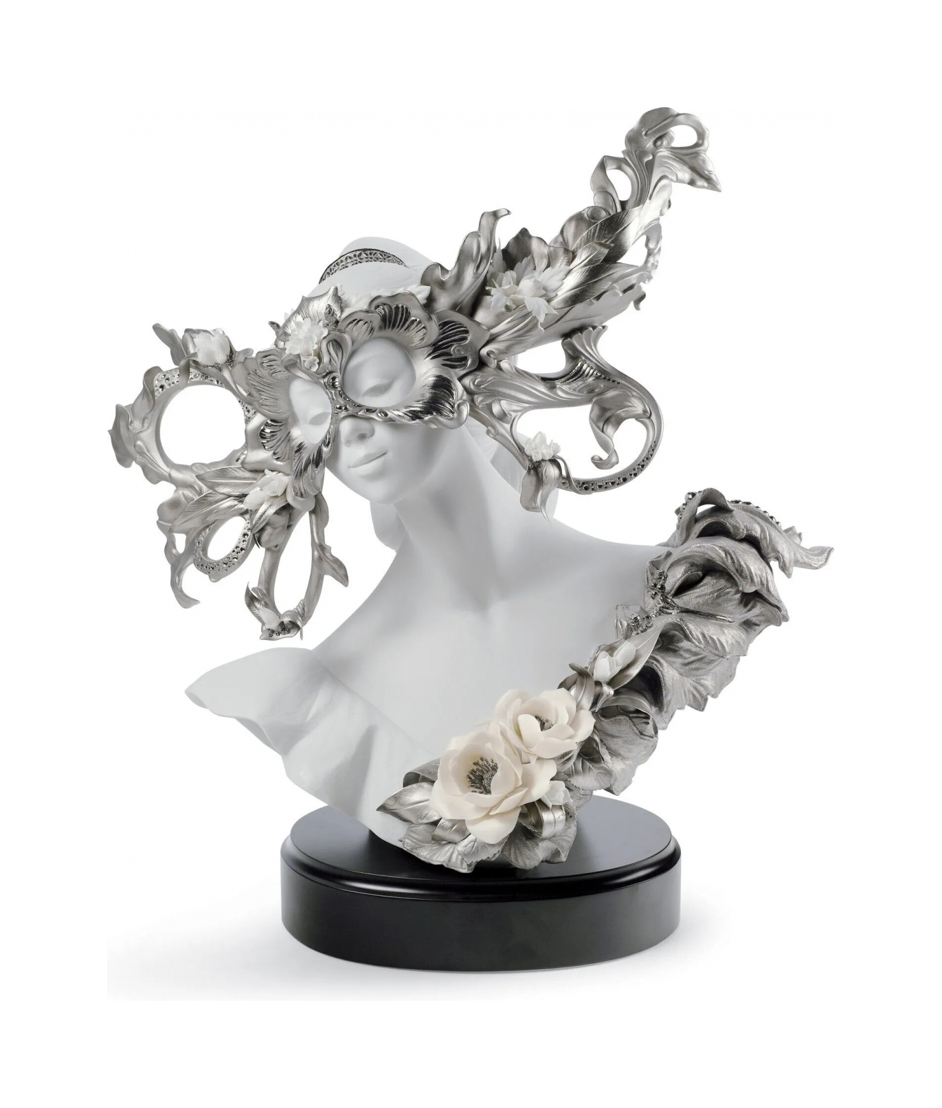 Статуэтка Карнавальная фантазия 43х27 см серебристая, фарфор