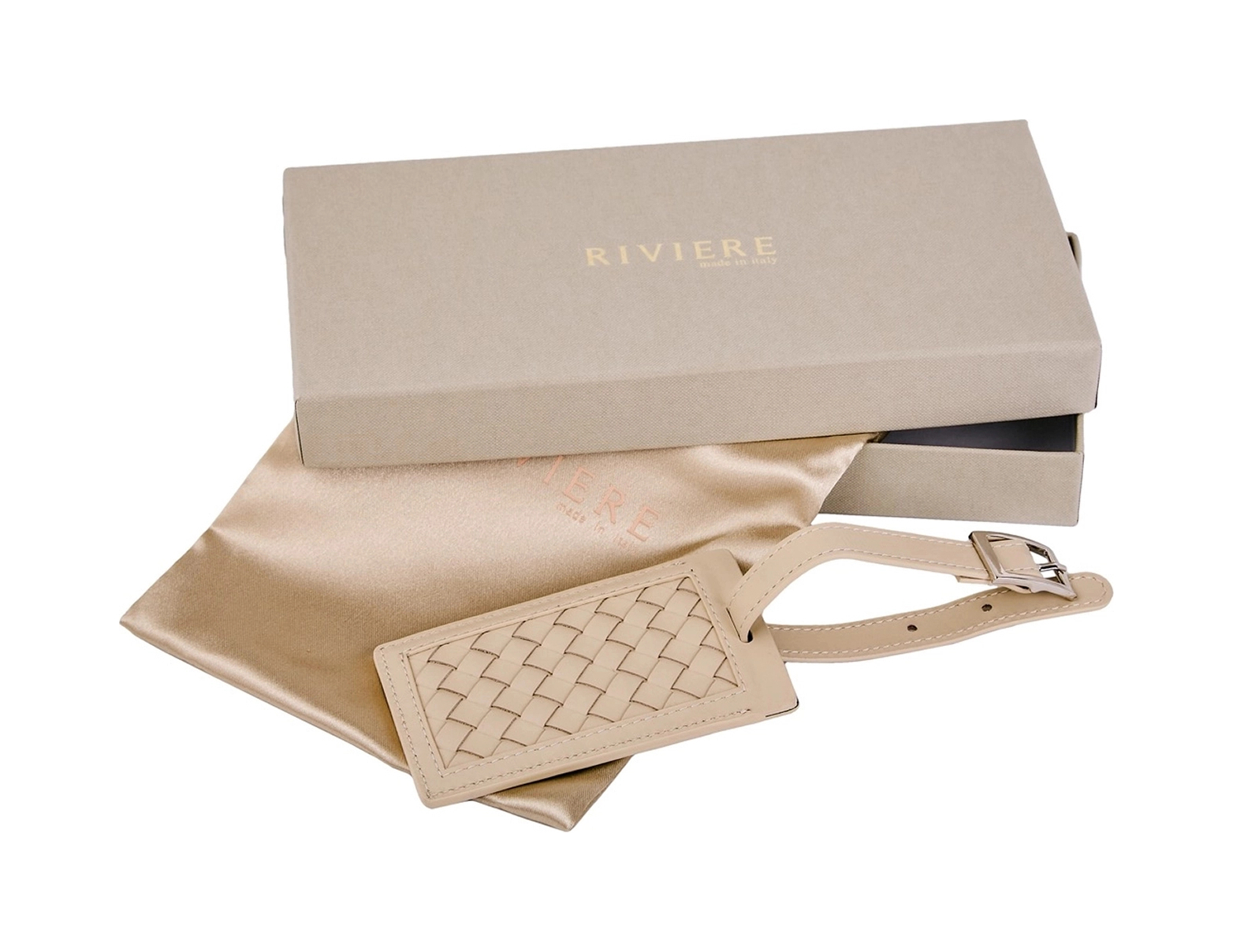 Багажная бирка HANDWOVEN кожа слоновая кость RIVIERE LTAG-INTRV06