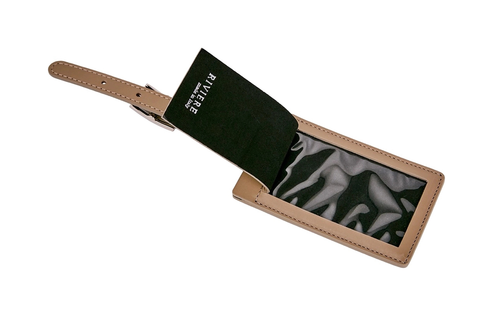 Багажная бирка HANDWOVEN кожа серо-коричневая RIVIERE LTAG-TSRV105