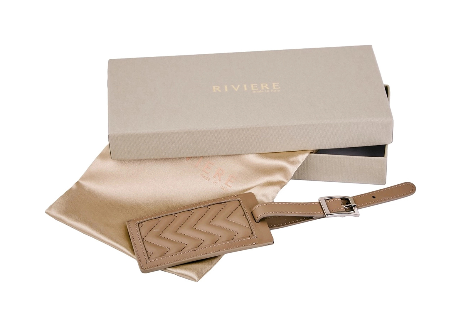 Багажная бирка HANDWOVEN кожа серо-коричневая RIVIERE LTAG-TSRV105