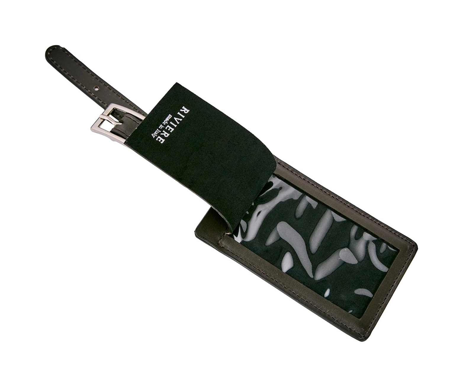 Багажная бирка HANDWOVEN кожа черная RIVIERE LTAG-TCRV25