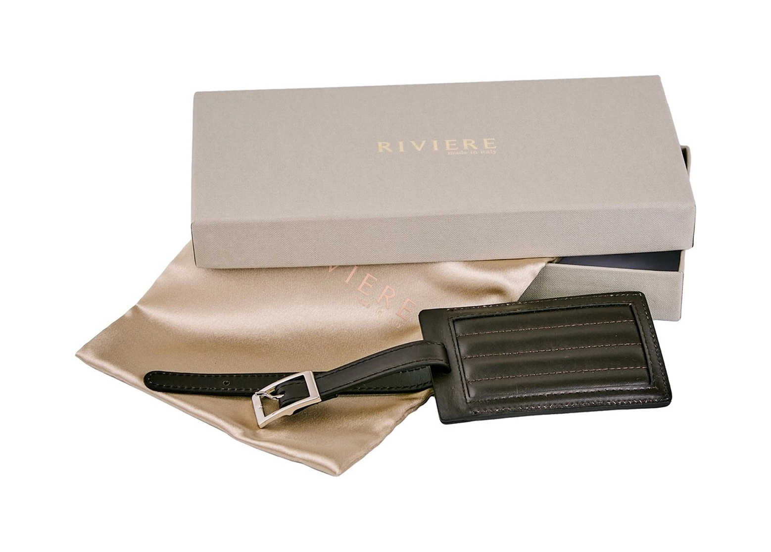 Багажная бирка HANDWOVEN кожа черная RIVIERE LTAG-TCRV25