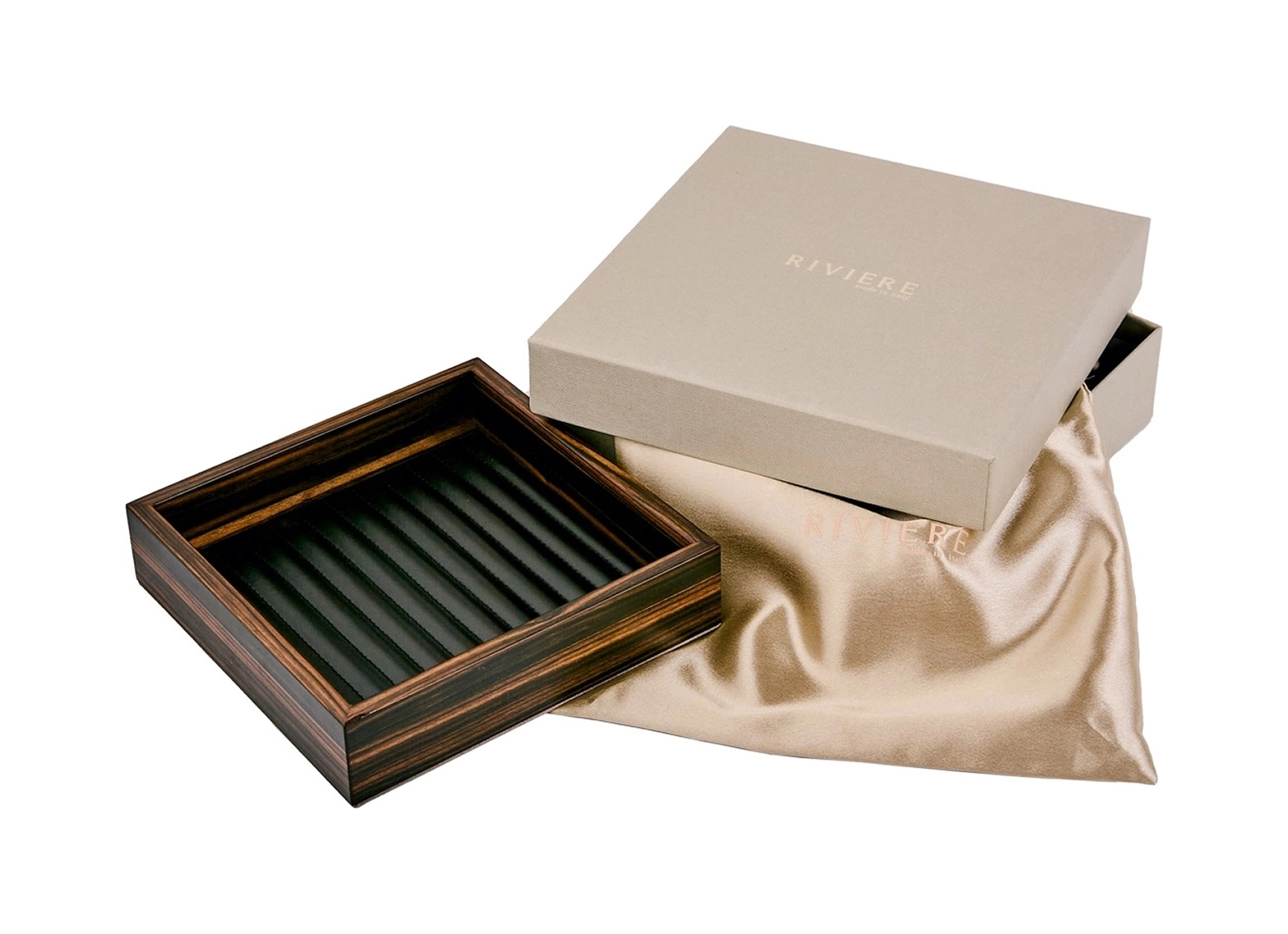 Мелочница FEBE 15х15 кожа, дерево коричневая RIVIERE VT5-EPRV20EBONY