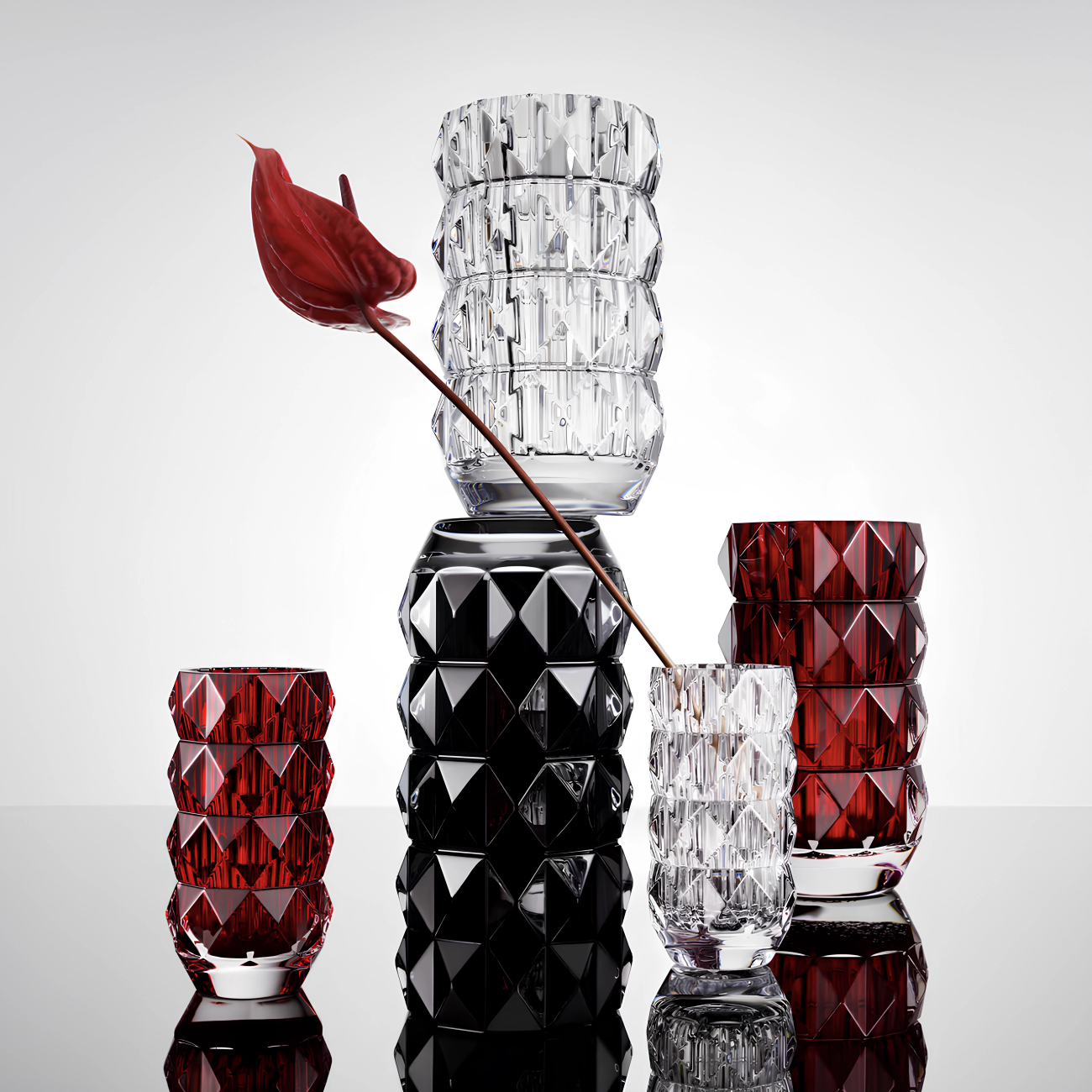 Ваза для цветов LOUXOR 23 см чёрная круглая хрусталь Baccarat 2814805