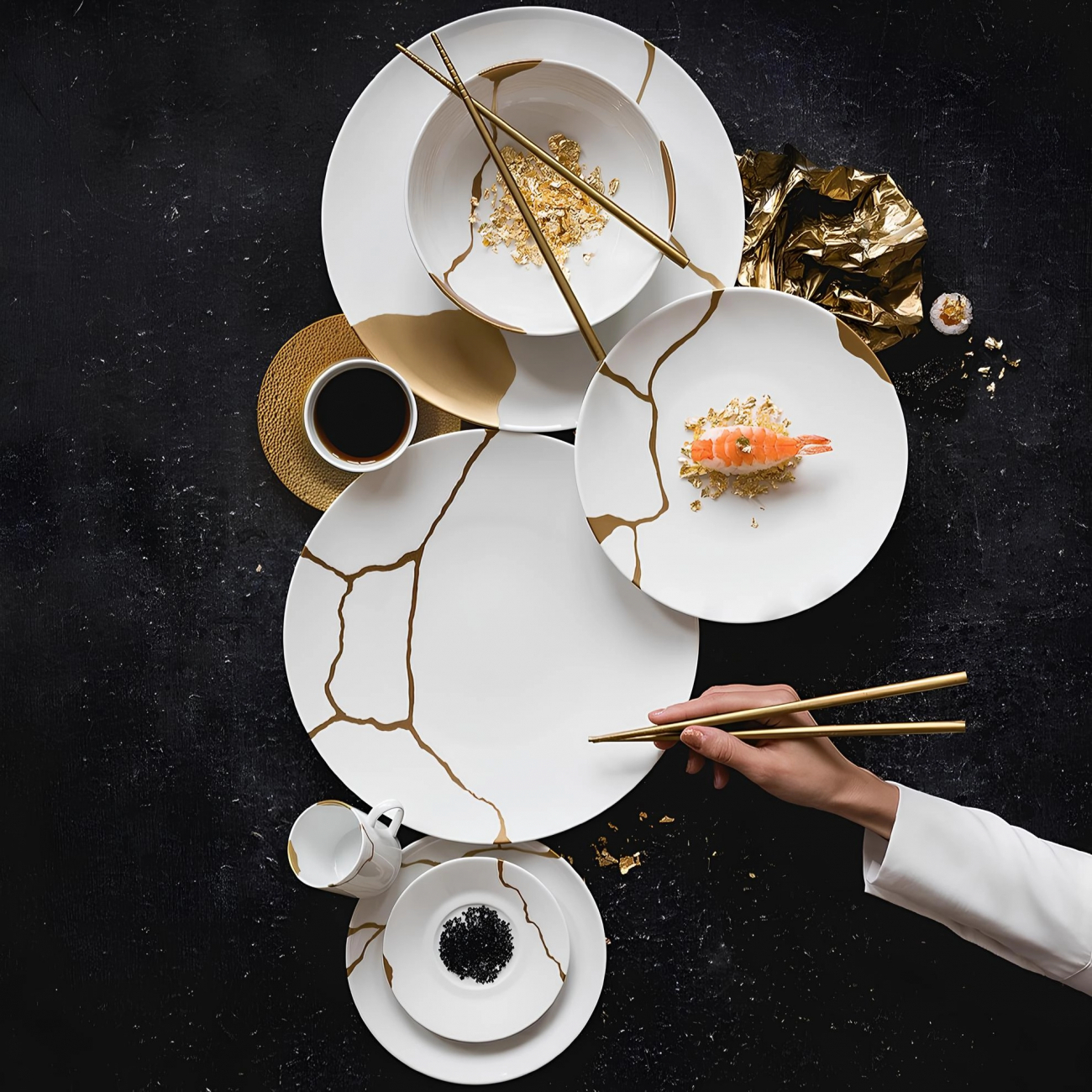 Набор из 6-и кофейных чашек с блюдцами Kintsugi 80 мл белые, фарфор – 2