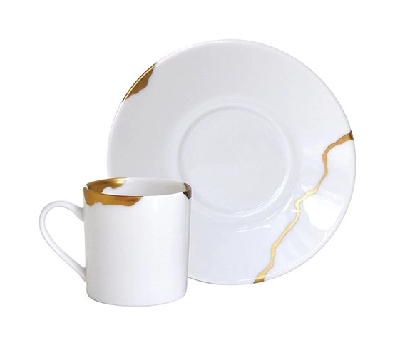 Набор из 6-и кофейных чашек с блюдцами Kintsugi 80 мл белые, фарфор Bernardaud 1095/21422