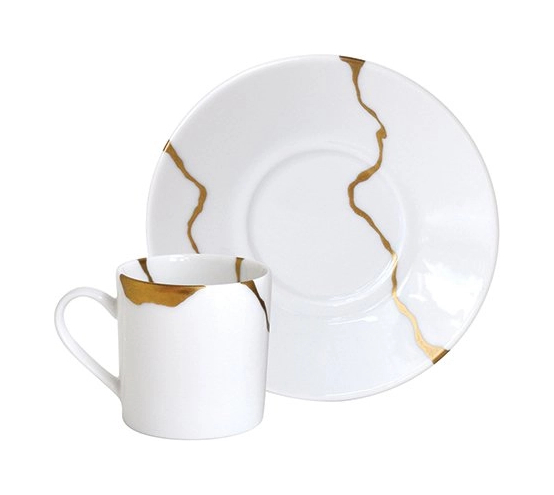 Набор из 6-и кофейных чашек с блюдцами Kintsugi 80 мл белые, фарфор Bernardaud 1095/21422