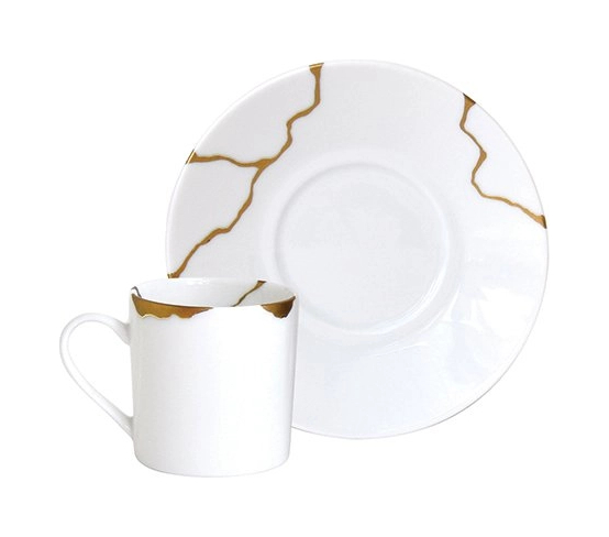 Набор из 6-и кофейных чашек с блюдцами Kintsugi 80 мл белые, фарфор Bernardaud 1095/21422