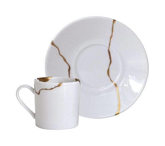 Набор из 6-и кофейных чашек с блюдцами Kintsugi 80 мл белые, фарфор Bernardaud 1095/21422