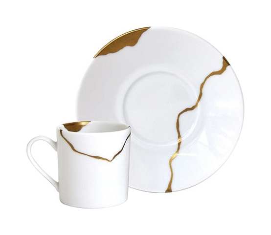 Набор из 6-и кофейных чашек с блюдцами Kintsugi 80 мл белые, фарфор Bernardaud 1095/21422