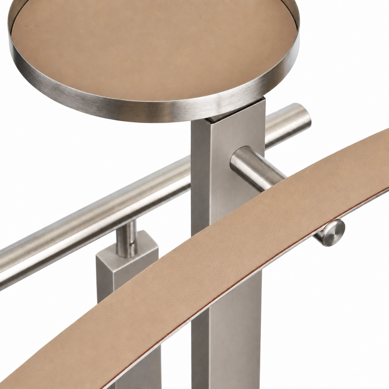 Вешалка для одежды VALET STAND 108 см капучино, кожа, матовый хром – 2