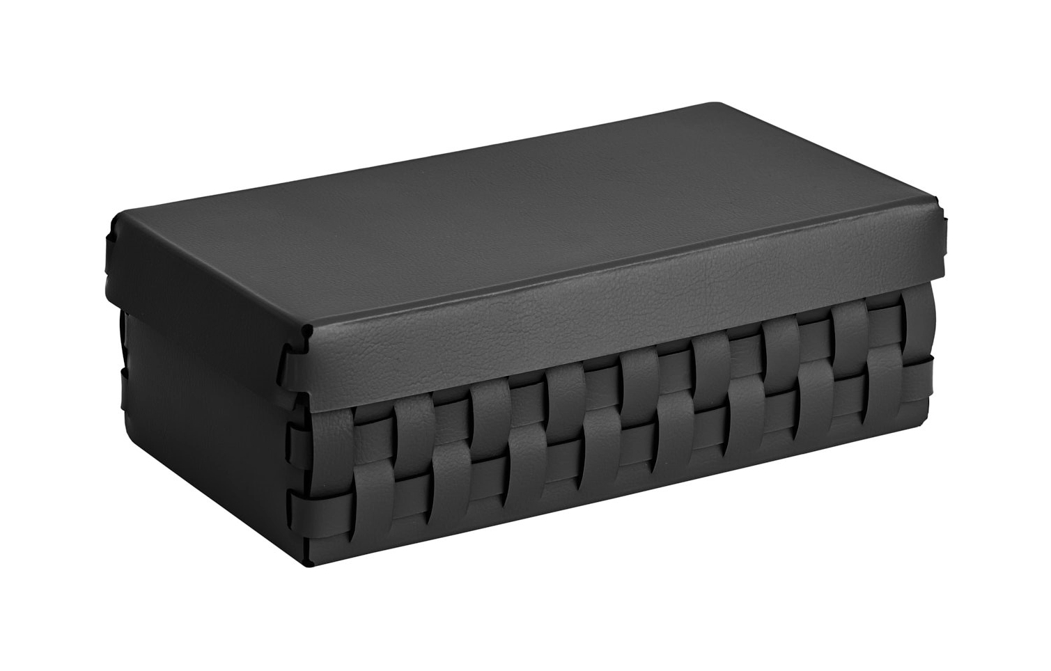 Корзиночка BOTTEGA с крышкой 23x12 чёрная, кожа