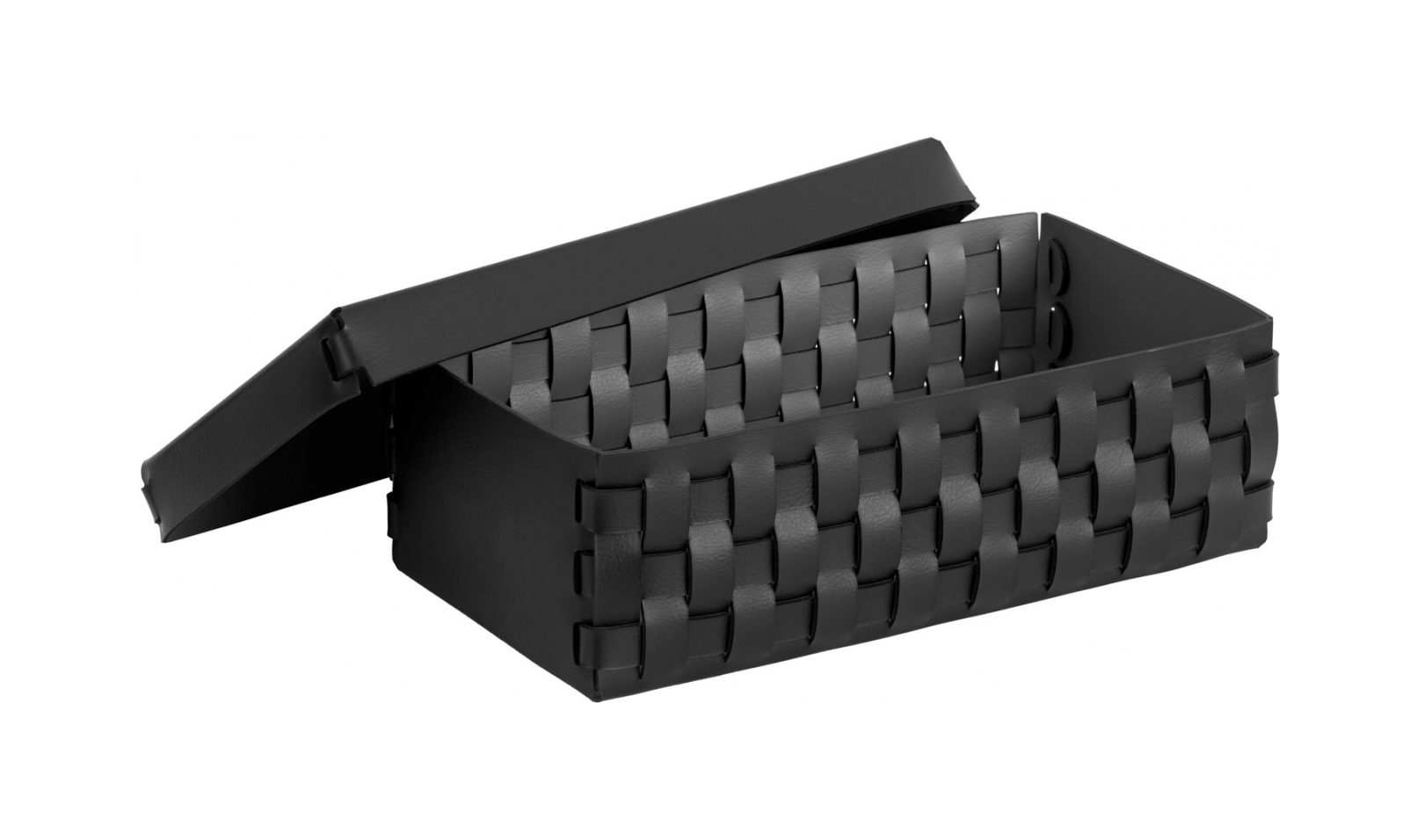 Корзиночка BOTTEGA с крышкой 23x12 чёрная, кожа – 2
