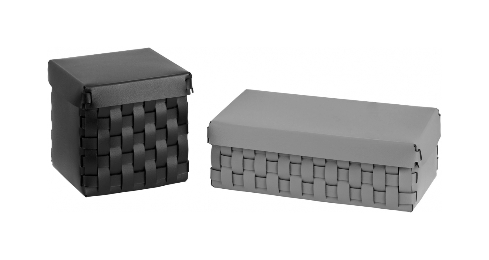 Корзиночка BOTTEGA с крышкой 23x12 серая, кожа ADJ 1516.03.TS16