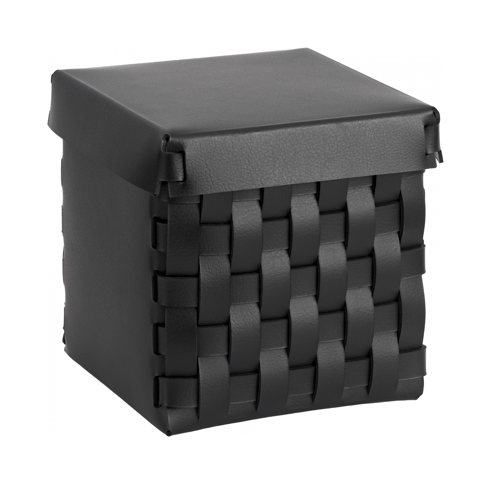 Корзиночка BOTTEGA с крышкой 12x12 чёрная, кожа ADJ 1515.01.TS16