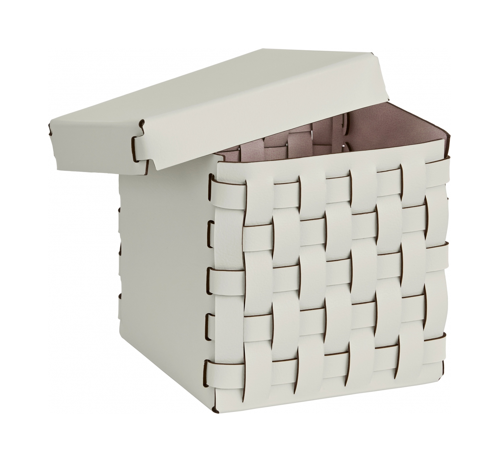 Корзиночка BOTTEGA с крышкой 12x12 устричная, кожа