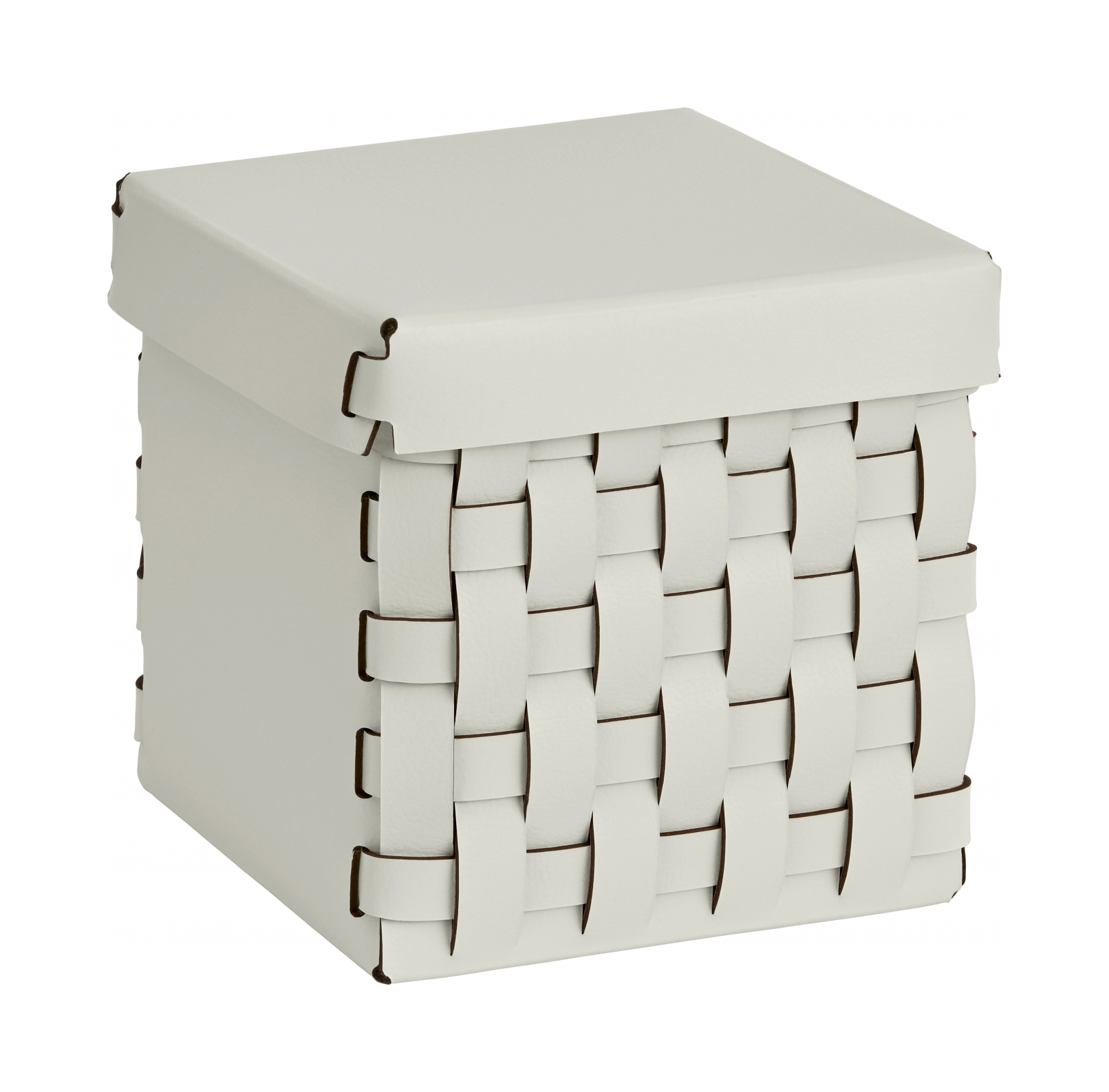 Корзиночка BOTTEGA с крышкой 12x12 устричная, кожа – 2