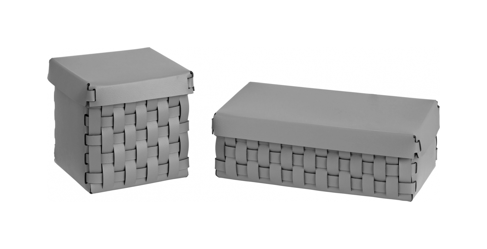 Корзиночка BOTTEGA с крышкой 12x12 серая, кожа ADJ 1515.03.TS16