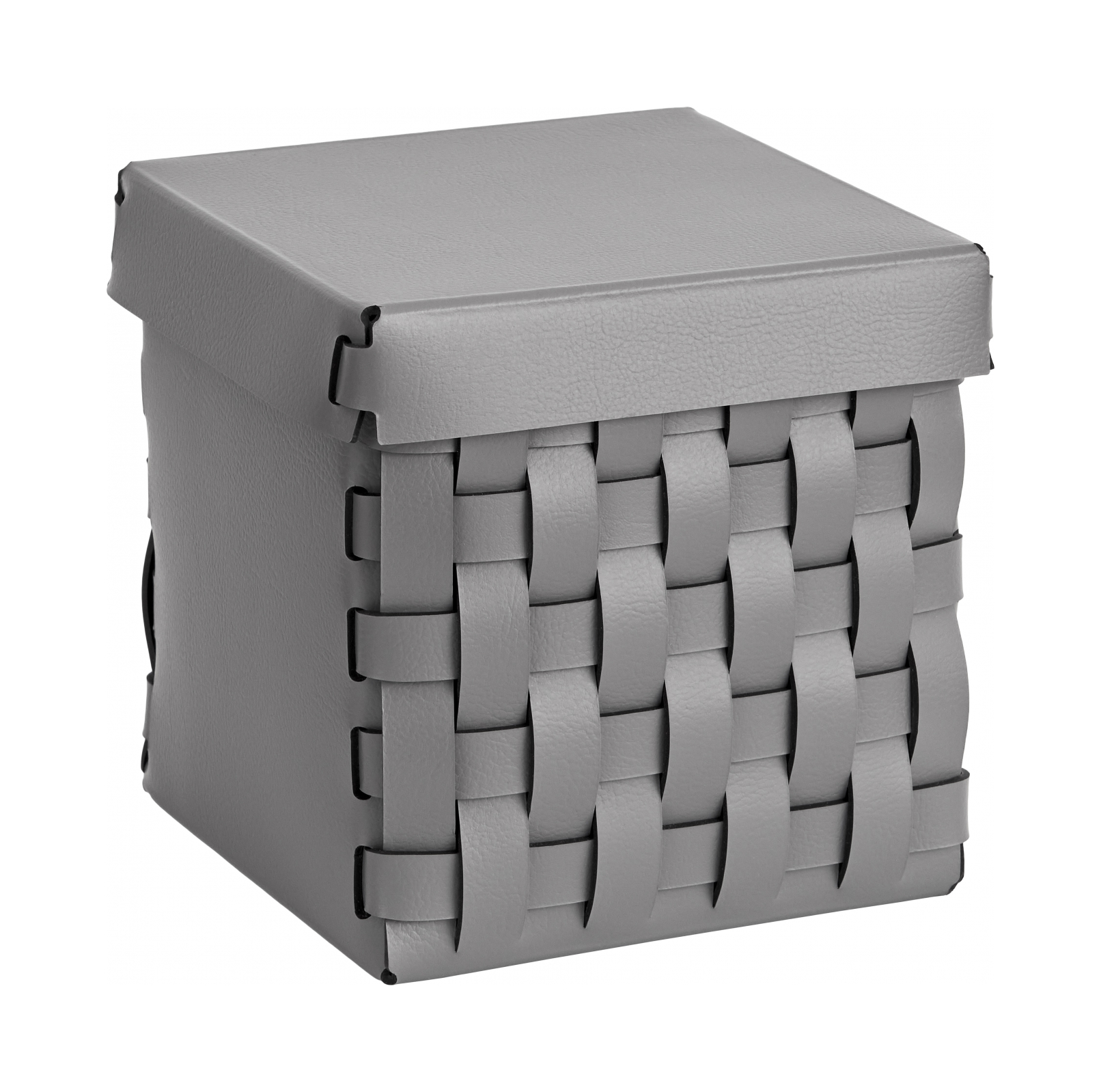 Корзиночка BOTTEGA с крышкой 12x12 серая, кожа ADJ 1515.03.TS16