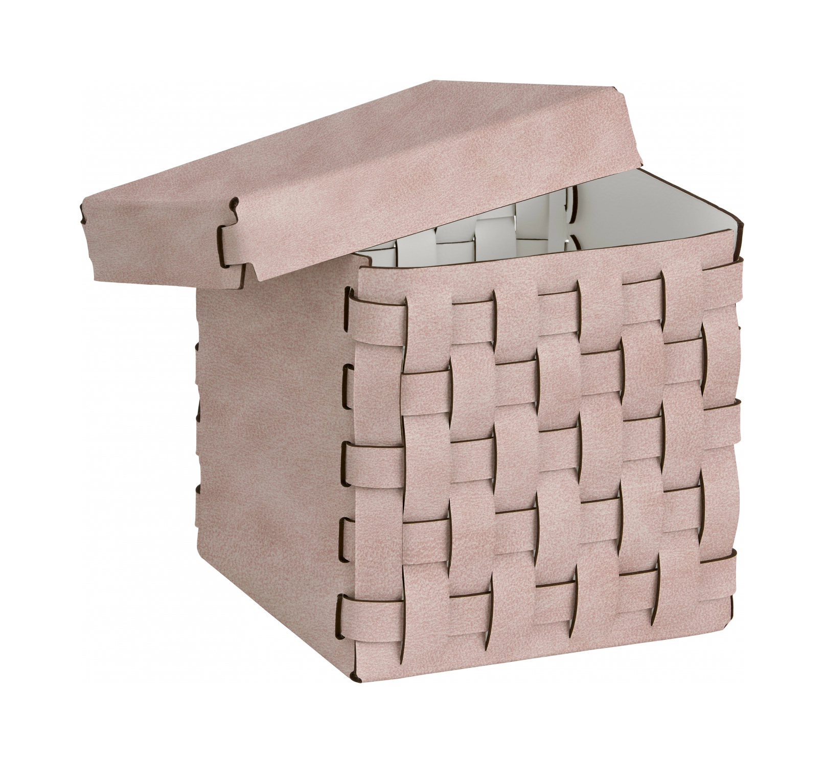 Корзиночка BOTTEGA с крышкой 12x12 пепельная роза, кожа
