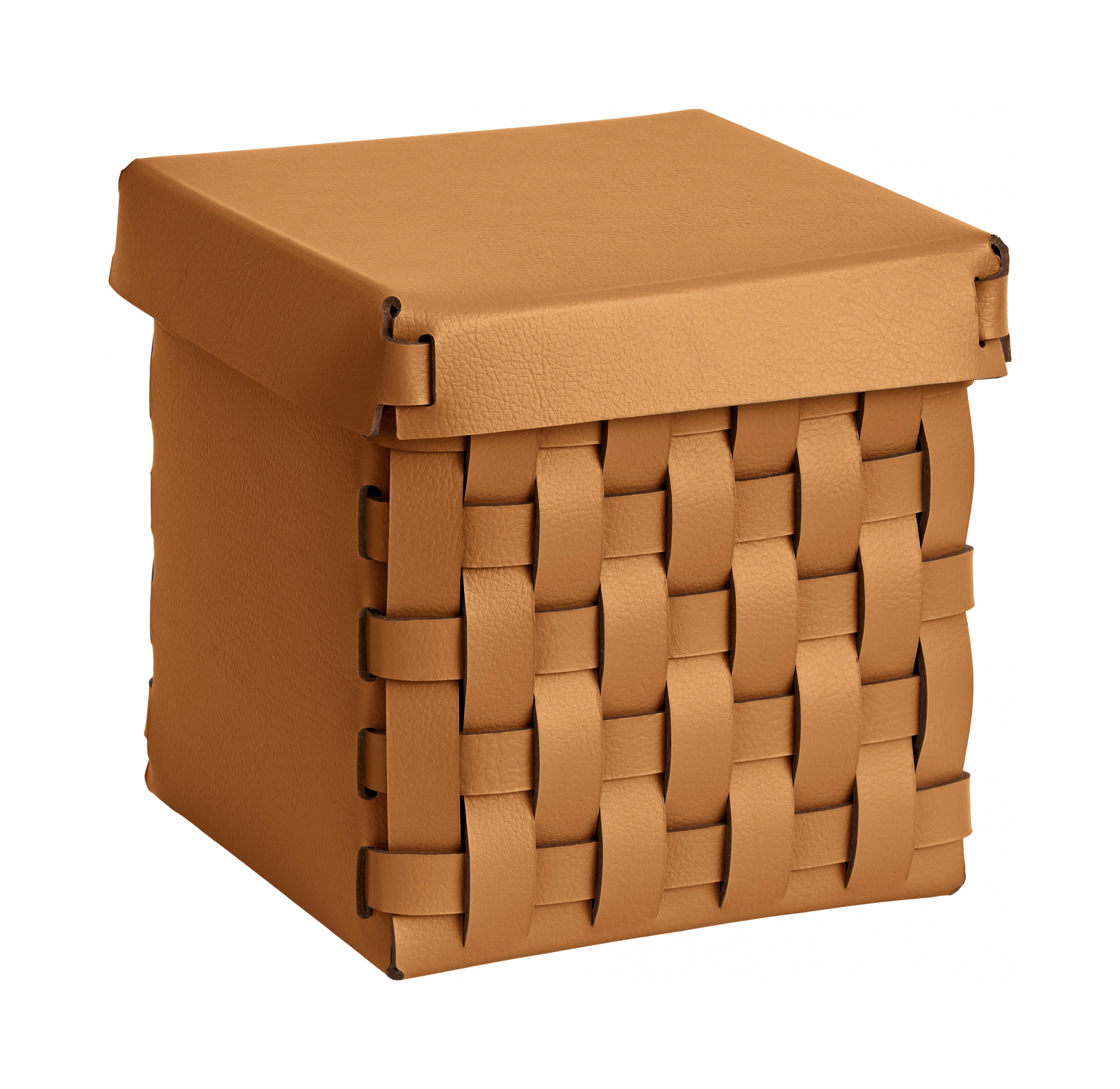 Корзиночка BOTTEGA с крышкой 12x12 коньяк, кожа – 2
