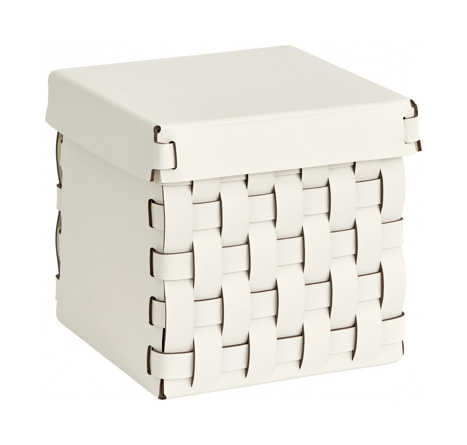 Корзиночка BOTTEGA с крышкой 12x12 белая, кожа ADJ 1515.10.TS16