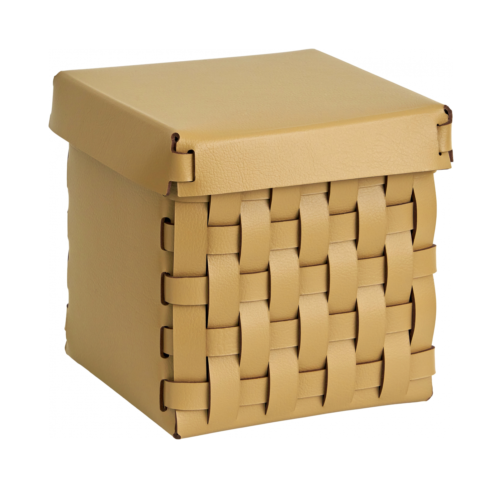 Корзиночка BOTTEGA с крышкой 12x12 горчица, кожа ADJ 1515.40.TS16