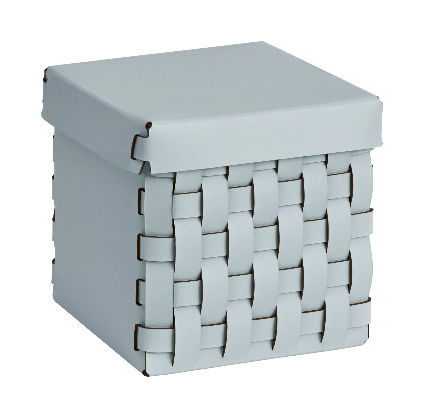 Корзиночка BOTTEGA с крышкой 12x12 небесно-голубая, кожа ADJ 1515.50.TS16