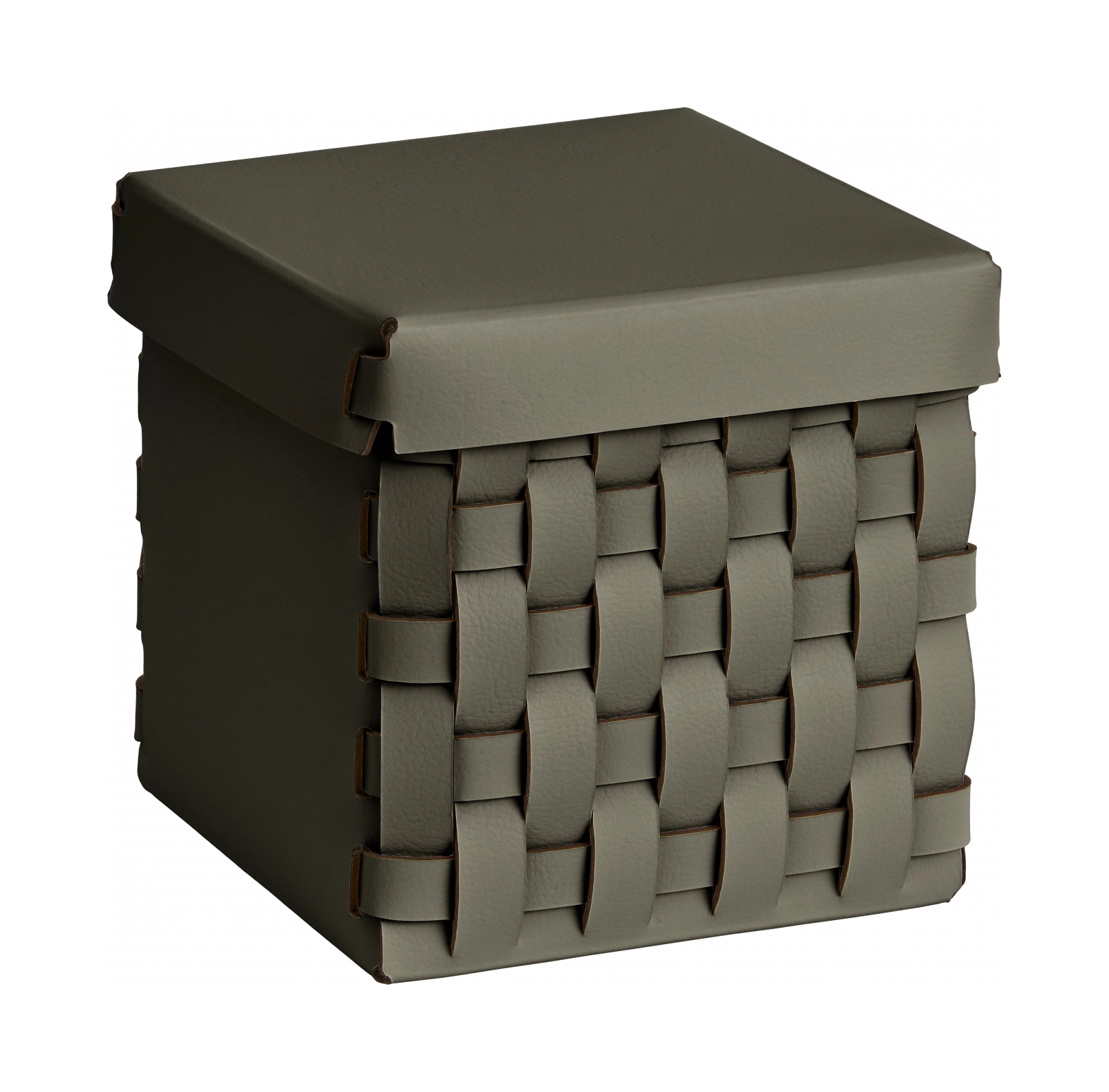 Корзиночка BOTTEGA с крышкой 12x12 олива, кожа ADJ 1515.55.TS16