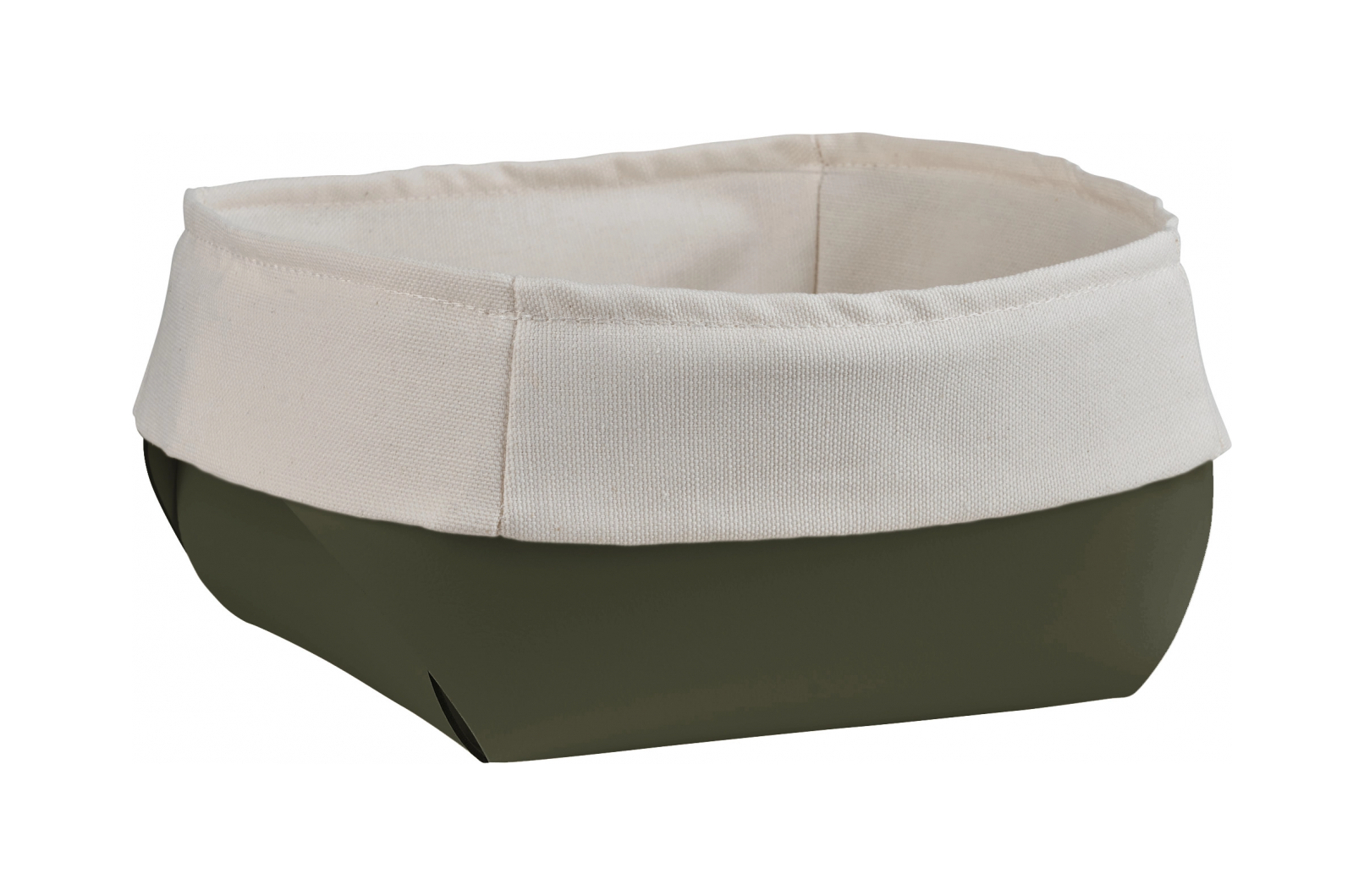 Корзина для хлеба FLORA 20х20 с хлопковым мешком олива, кожа