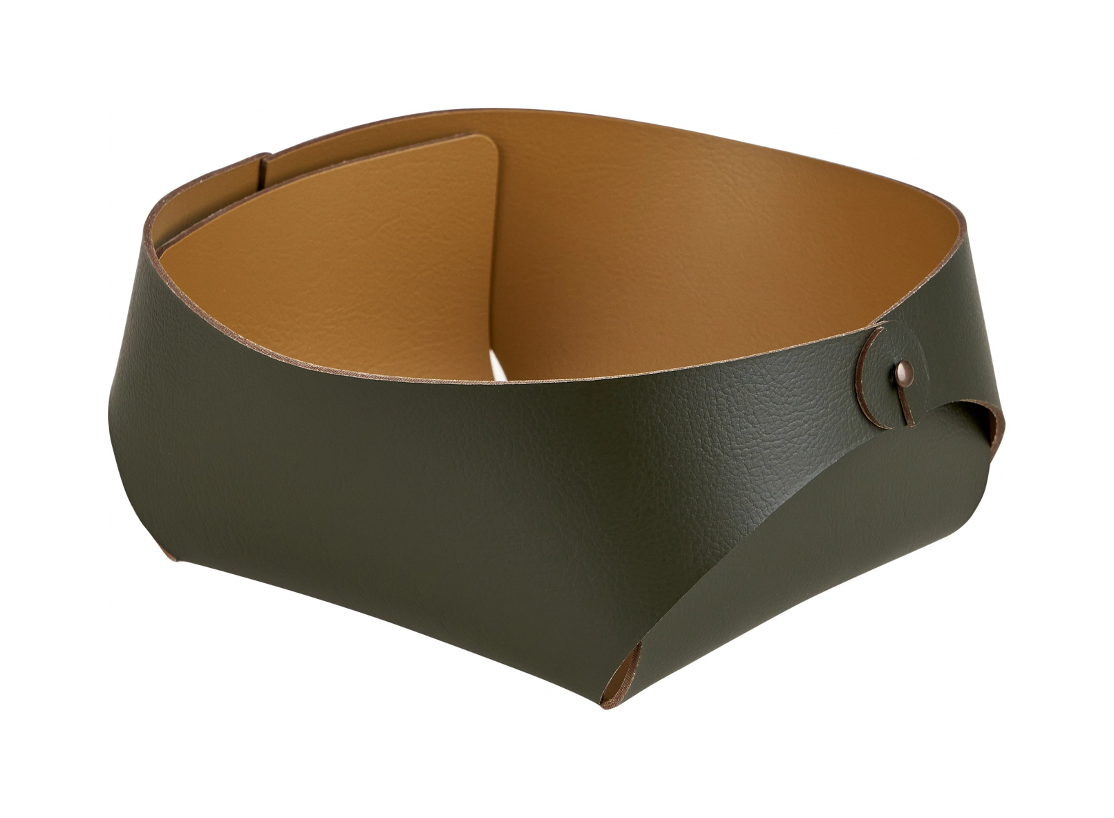 Корзина для хлеба FLORA 20х20 с хлопковым мешком олива, кожа ADJ 0037.55.TS16