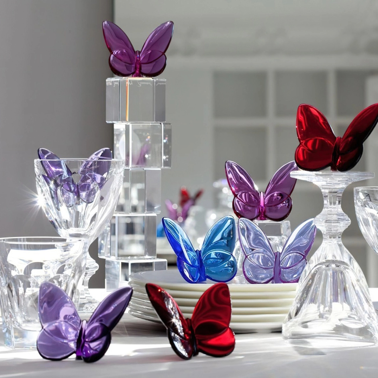Скульптура LUCKY BUTTERFLY Бабочка 8 см голубая хрусталь Baccarat 2105932