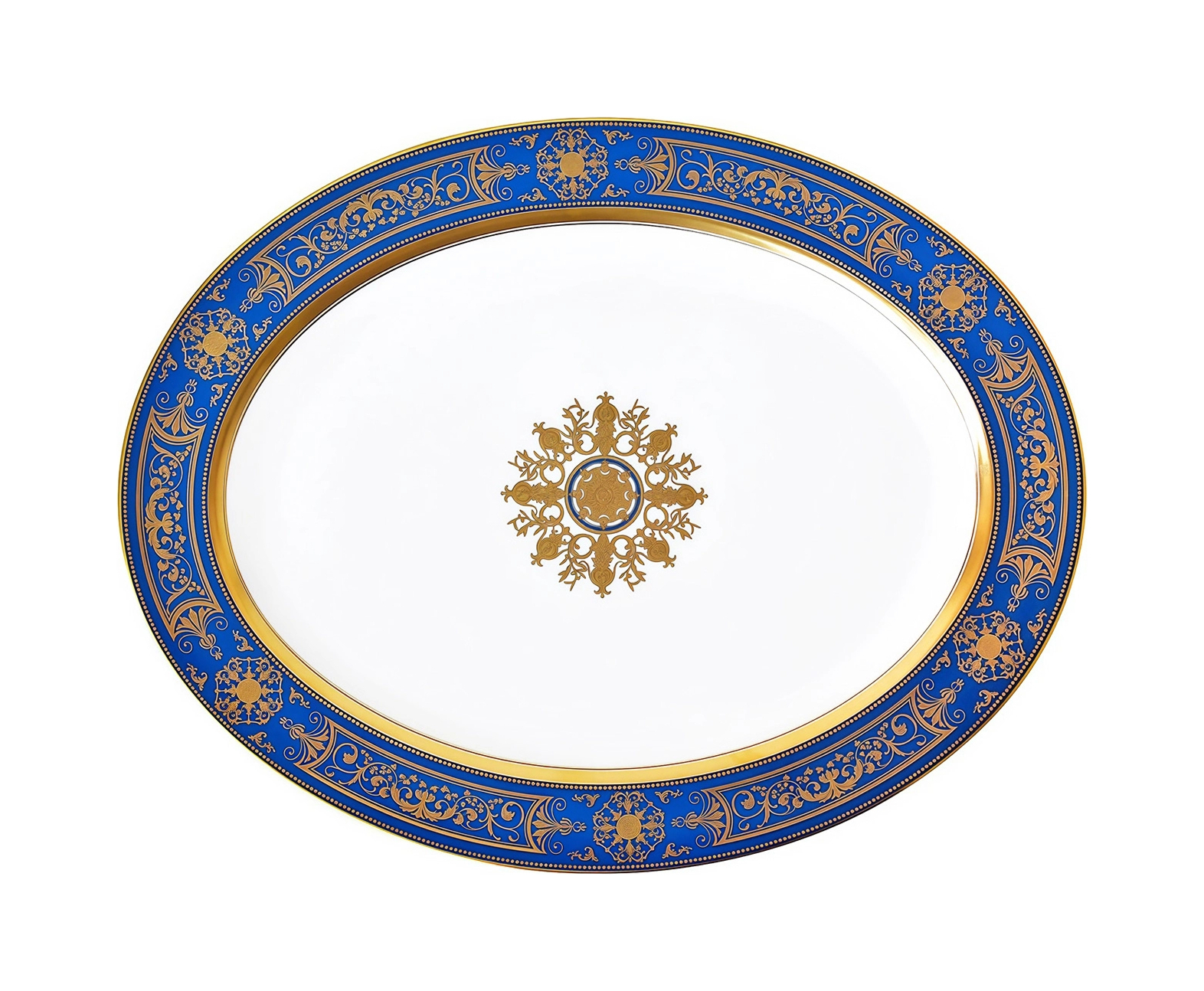 Блюдо овальное Bernardaud AUX ROIS 38 см фарфор синее золото